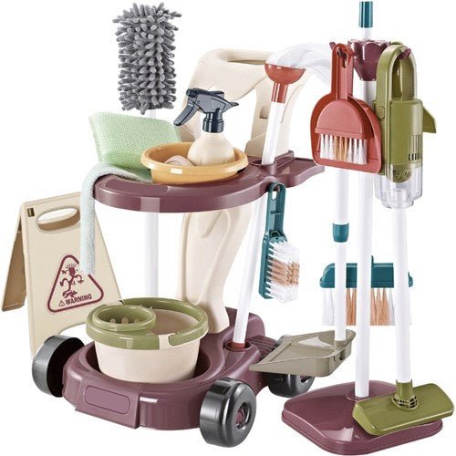 Kinder Reinigungsset 18 - in - 1 Spielzeug mit Staubsauger und Trolley - Easy2sell - Deluxe