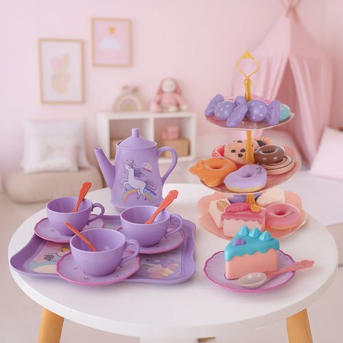 Kinder - Teeservice im Koffer – 42 - teiliges Spielzeug - Set mit Etagere, Bunt - Easy2sell - Deluxe