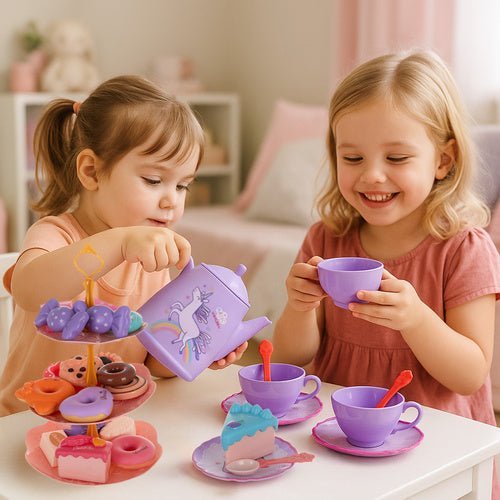 Kinder - Teeservice im Koffer – 42 - teiliges Spielzeug - Set mit Etagere, Bunt - Easy2sell - Deluxe