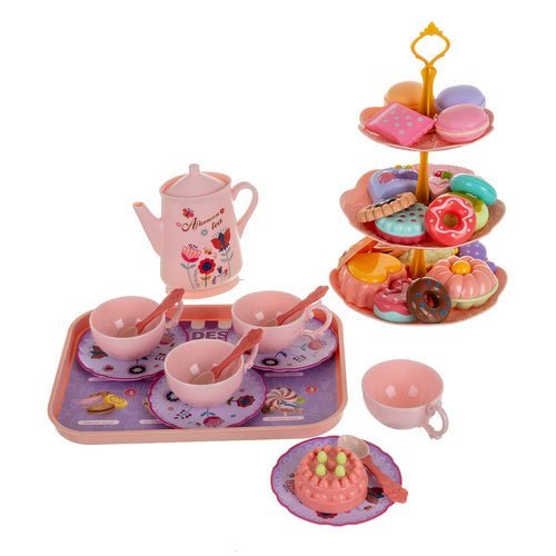 Kinder Teeservice im Koffer – 48 - teiliges Spielzeugset mit Gebäck - Easy2sell - Deluxe