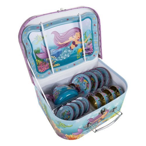 Kinder - Teeservice Meerjungfrau – 9 - teiliges Metall - Spielzeugset, Pastell - Easy2sell - Deluxe