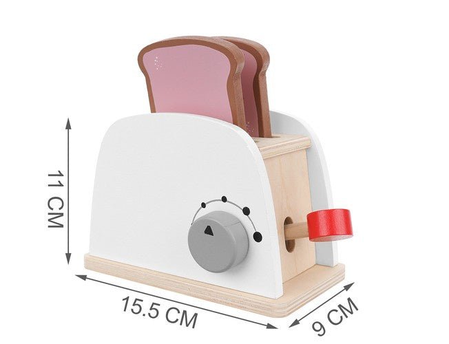 Kinder Toaster Set aus Holz – 8 - teiliges Frühstücksset Spielzeug Mehrfarbig - Easy2sell - Deluxe