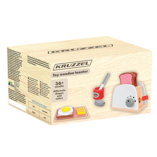 Kinder Toaster Set aus Holz – 8 - teiliges Frühstücksset Spielzeug Mehrfarbig - Easy2sell - Deluxe
