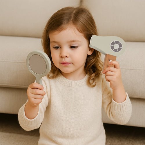 Kinderkosmetikset aus Holz – 17 - teiliges Lernspielzeug mit Kosmetiktasche - Easy2sell - Deluxe