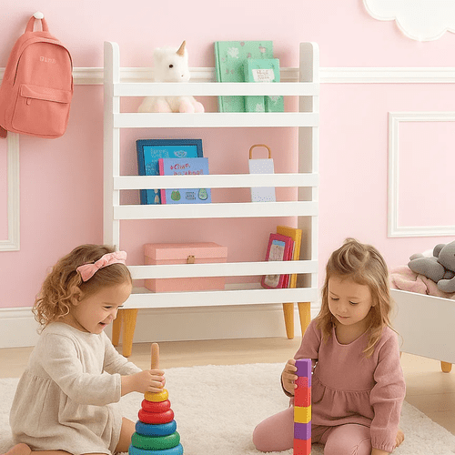 Kinderregal für Spielzeug und Bücher – 3 Fächer, Weiß, MDF, 95x15x50 cm - Easy2sell - Deluxe