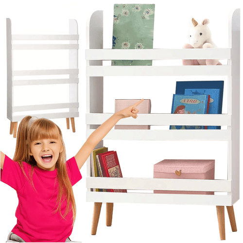 Kinderregal für Spielzeug und Bücher – 3 Fächer, Weiß, MDF, 95x15x50 cm - Easy2sell - Deluxe