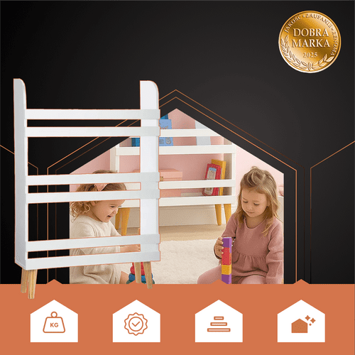 Kinderregal für Spielzeug und Bücher – 3 Fächer, Weiß, MDF, 95x15x50 cm - Easy2sell - Deluxe