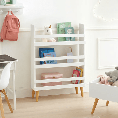 Kinderregal für Spielzeug und Bücher – 3 Fächer, Weiß, MDF, 95x15x50 cm - Easy2sell - Deluxe