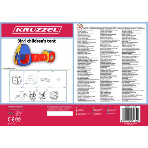 Kinderspielzelt 3-in-1 Set mit Tunnel und Spielhaus – Mehrfarbig - Easy2sell-Deluxe