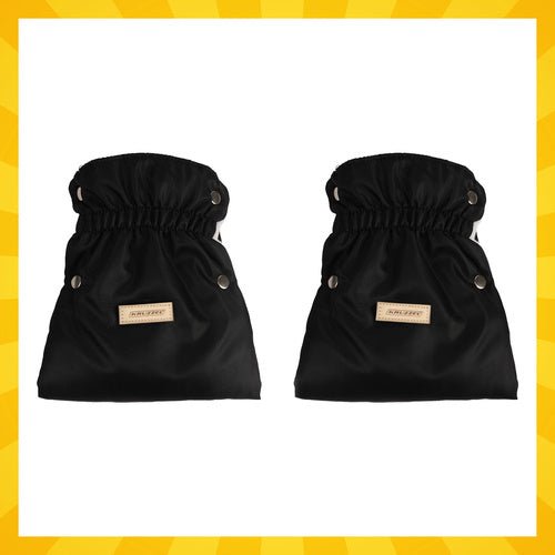 Kinderwagenmuff 2er - Set – Handwärmer mit Plüschfutter Wasserdicht Schwarz - Easy2sell - Deluxe