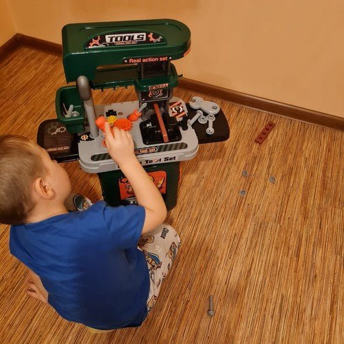 Kinderwerkstatt 3 - in - 1 Werkzeug Set im Rollkoffer – Lernspielzeug ab 3 Jahren - Easy2sell - Deluxe