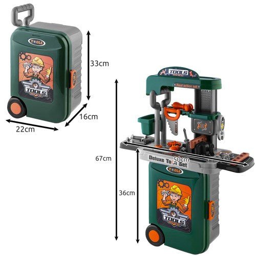 Kinderwerkstatt 3 - in - 1 Werkzeug Set im Rollkoffer – Lernspielzeug ab 3 Jahren - Easy2sell - Deluxe