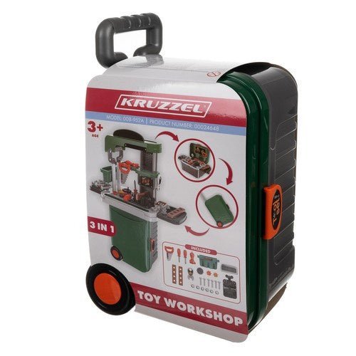 Kinderwerkstatt 3 - in - 1 Werkzeug Set im Rollkoffer – Lernspielzeug ab 3 Jahren - Easy2sell - Deluxe