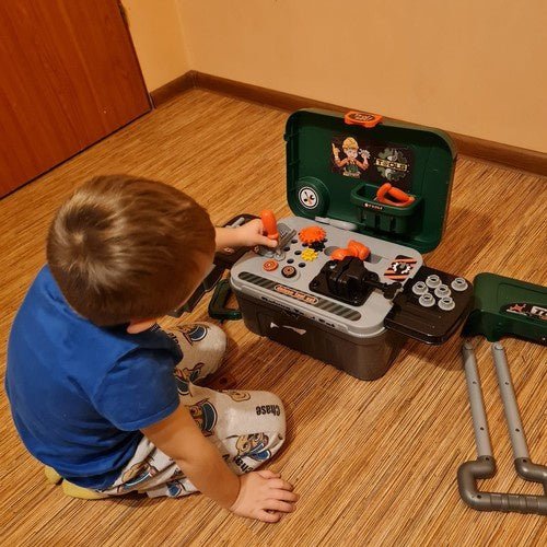 Kinderwerkstatt 3 - in - 1 Werkzeug Set im Rollkoffer – Lernspielzeug ab 3 Jahren - Easy2sell - Deluxe