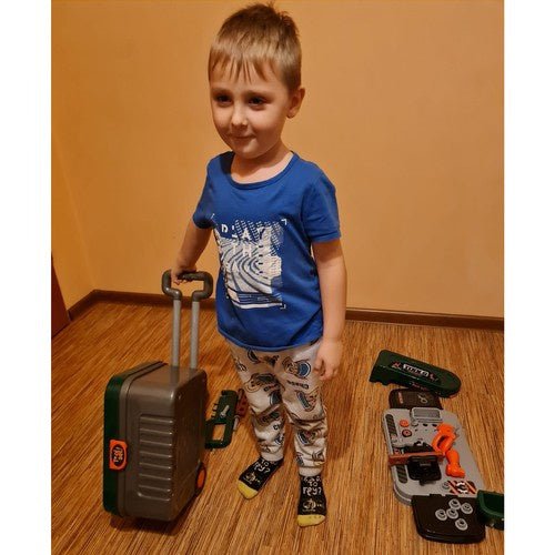 Kinderwerkstatt 3 - in - 1 Werkzeug Set im Rollkoffer – Lernspielzeug ab 3 Jahren - Easy2sell - Deluxe