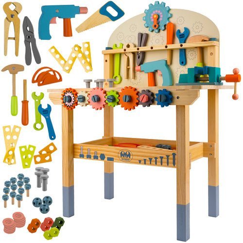Kinderwerkstatt aus Holz – 3 - in - 1 DIY Werkbank Spielset Mehrfarbig - Easy2sell - Deluxe