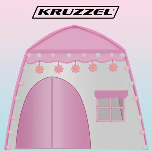 Kinderzelt Spielhaus mit Lichterkette – Rosa Spielzelt für Drinnen & Draußen - Easy2sell - Deluxe