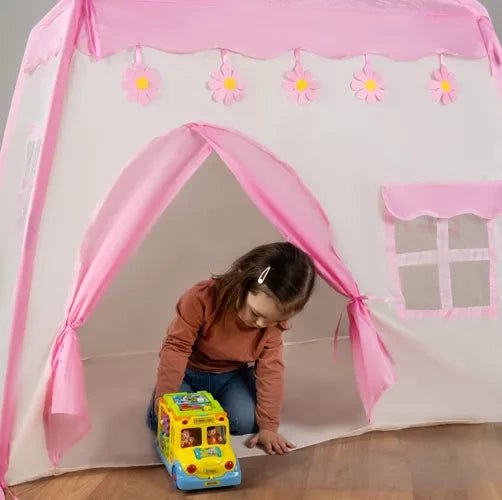 Kinderzelt Spielhaus mit Lichterkette – Rosa Spielzelt für Drinnen & Draußen - Easy2sell - Deluxe