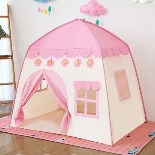 Kinderzelt Spielhaus mit Lichterkette – Rosa Spielzelt für Drinnen & Draußen - Easy2sell - Deluxe