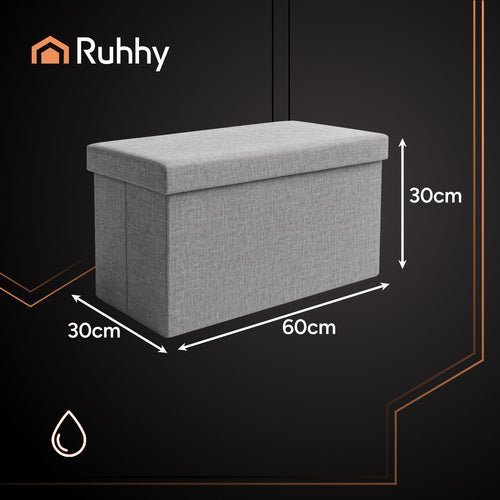 Klappbarer Sitzhocker mit Stauraum – 54L Faltbarer Pouf Grau 60x30x30cm - Easy2sell - Deluxe