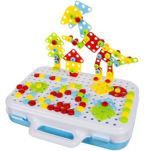 Kreativ - Mosaik Baukasten mit Akkuschrauber – 196 Teile 3D - Spielzeug - Easy2sell - Deluxe
