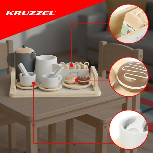 Kruzzel 26543 16 - teiliges Teeservice aus Holz - Easy2sell - Deluxe