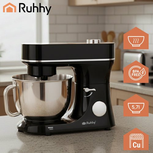 Ruhhy 25726 Küchenmaschine 6,2 l, 2000 W, mit Heizfunktion, schwarz