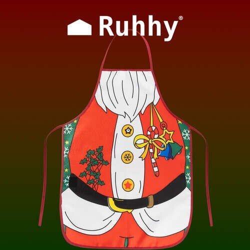 Küchenschürze Weihnachtsmann Kochschürze Latzschürze Weihnachten Schürze in Rot - Easy2sell - Deluxe