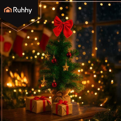 Künstlicher Weihnachtsbaum 45 cm – Kleiner Tannenbaum mit Deko, Grün - Easy2sell - Deluxe