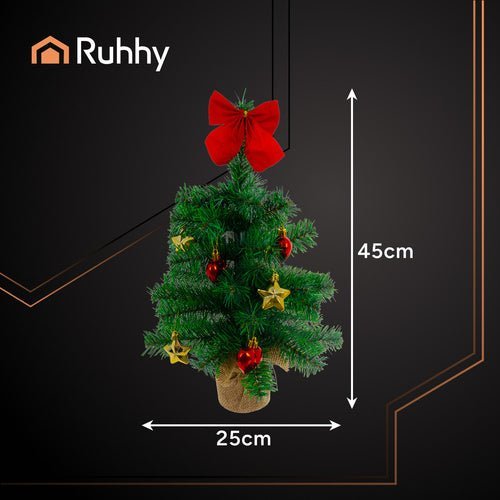Künstlicher Weihnachtsbaum 45 cm – Kleiner Tannenbaum mit Deko, Grün - Easy2sell - Deluxe