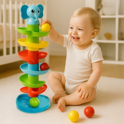 Kugelturm Kugelbahn mit Spiralbahn und 6 Bällen – Lernspielzeug ab 18 m - Easy2sell - Deluxe