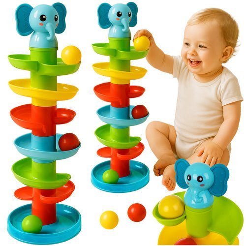 Kugelturm Kugelbahn mit Spiralbahn und 6 Bällen – Lernspielzeug ab 18 m - Easy2sell - Deluxe