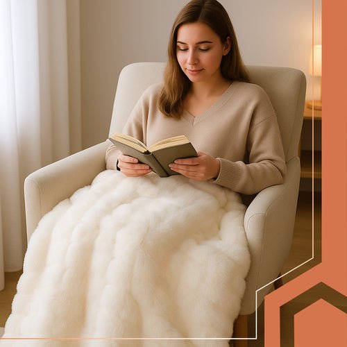 Kuscheldecke 160x100 cm Weiß – Weiche Tagesdecke aus Kunstfell & Plüsch - Easy2sell - Deluxe