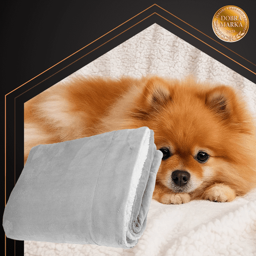 Kuscheldecke Doppelseitig 150x200cm Hellgrau – Weiche Decke in Lammfell - Optik - Easy2sell - Deluxe