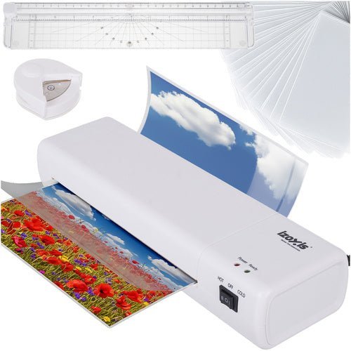Laminiergerät A4 4 - in - 1 Set mit Trimmer, Eckenrunder und 60 Folien - Easy2sell - Deluxe