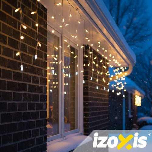 LED Eiszapfen Lichterkette 6m Warmweiß – 100 LEDs mit Blitzeffekt IP44 - Easy2sell - Deluxe