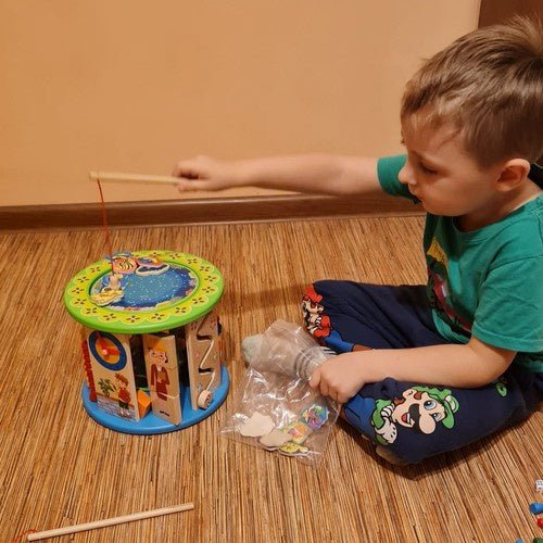 Lernwürfel aus Holz – 11 - in - 1 Motorikspielzeug für Kinder mit Angelspiel - Easy2sell - Deluxe