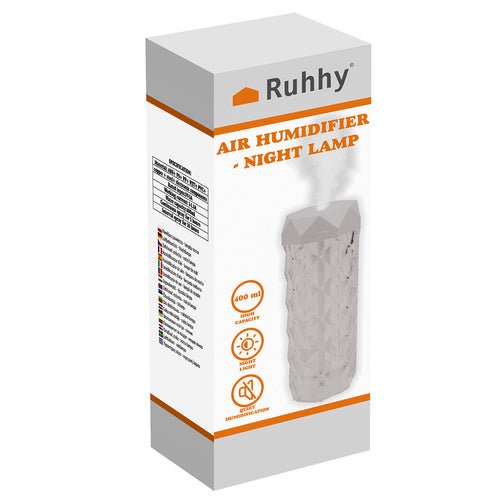 Luftbefeuchter mit LED Roseneffekt – 2in1 Nachtlampe, USB - C, 400ml, Weiß - Easy2sell - Deluxe