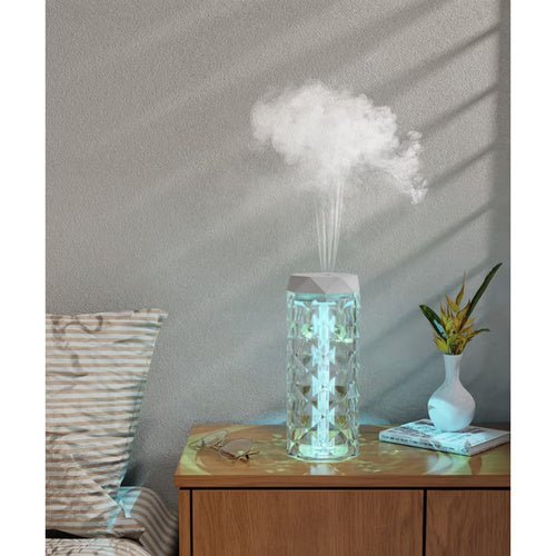 Luftbefeuchter mit LED Roseneffekt – 2in1 Nachtlampe, USB - C, 400ml, Weiß - Easy2sell - Deluxe
