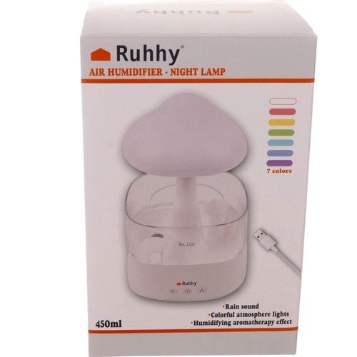 Luftbefeuchter mit Regeneffekt, LED - Nachtlampe und Aromatherapie, 450ml Weiß - Easy2sell - Deluxe