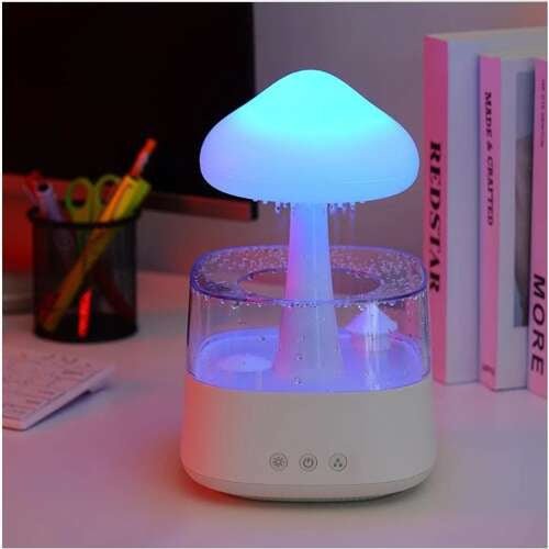 Luftbefeuchter mit Regeneffekt, LED - Nachtlampe und Aromatherapie, 450ml Weiß - Easy2sell - Deluxe
