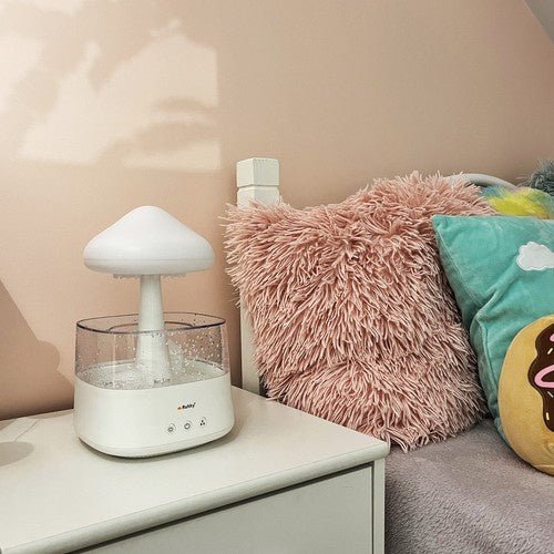 Luftbefeuchter mit Regeneffekt, LED - Nachtlampe und Aromatherapie, 450ml Weiß - Easy2sell - Deluxe