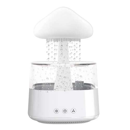 Luftbefeuchter mit Regeneffekt, LED - Nachtlampe und Aromatherapie, 450ml Weiß - Easy2sell - Deluxe