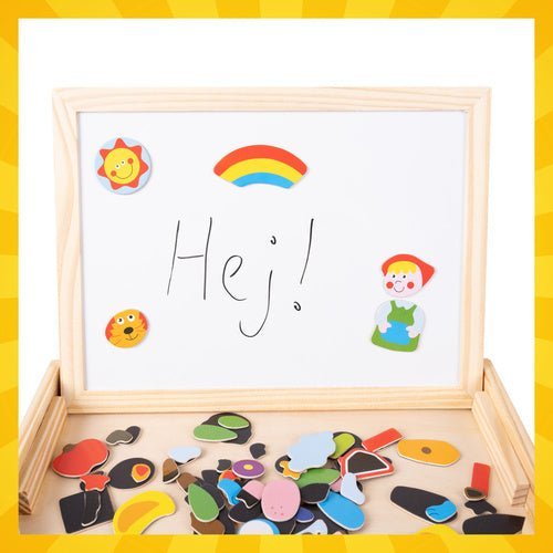 Magnetisches Lernbrett – Doppelseitige Tafel aus Holz mit 108 Teilen - Easy2sell - Deluxe