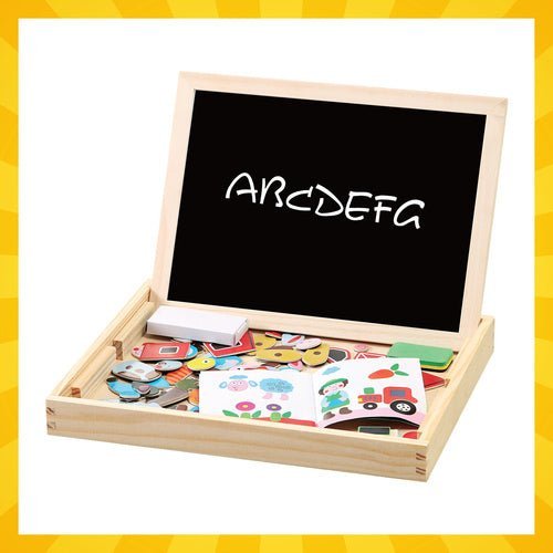 Magnetisches Lernbrett – Doppelseitige Tafel aus Holz mit 108 Teilen - Easy2sell - Deluxe