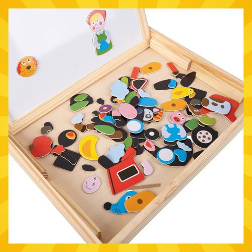 Magnetisches Lernbrett – Doppelseitige Tafel aus Holz mit 108 Teilen - Easy2sell - Deluxe