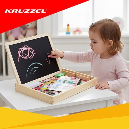 Magnetisches Lernbrett – Doppelseitige Tafel aus Holz mit 108 Teilen - Easy2sell - Deluxe
