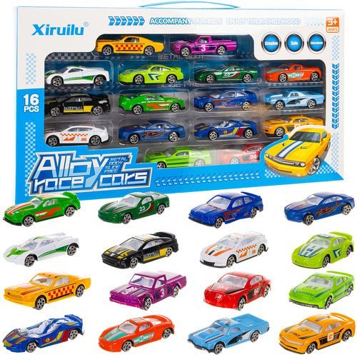 Metall - Federautos Set 16 Stück – Bunte Spielzeugautos 1:64 aus Metall - Easy2sell - Deluxe