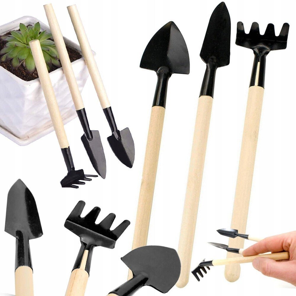 Mini Gartenwerkzeug Gartengeräte Set Schaufel Rechen Spaten Topfpflanzen 3teilig - Easy2sell - Deluxe