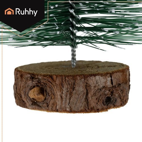 Mini - Weihnachtsbäume 3er - Set – Schneebedeckt mit Holzfuß, Grün, 11 - 28 cm - Easy2sell - Deluxe